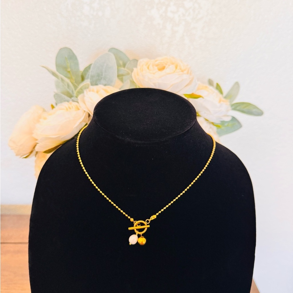 Gold Necklace with Gemstone Charms - Picture 2 of 4